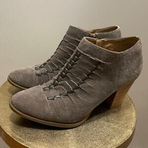 Franco Sarto Suede Leather Braided Ankle Booties | Womens 9.5M, Brown, EUC